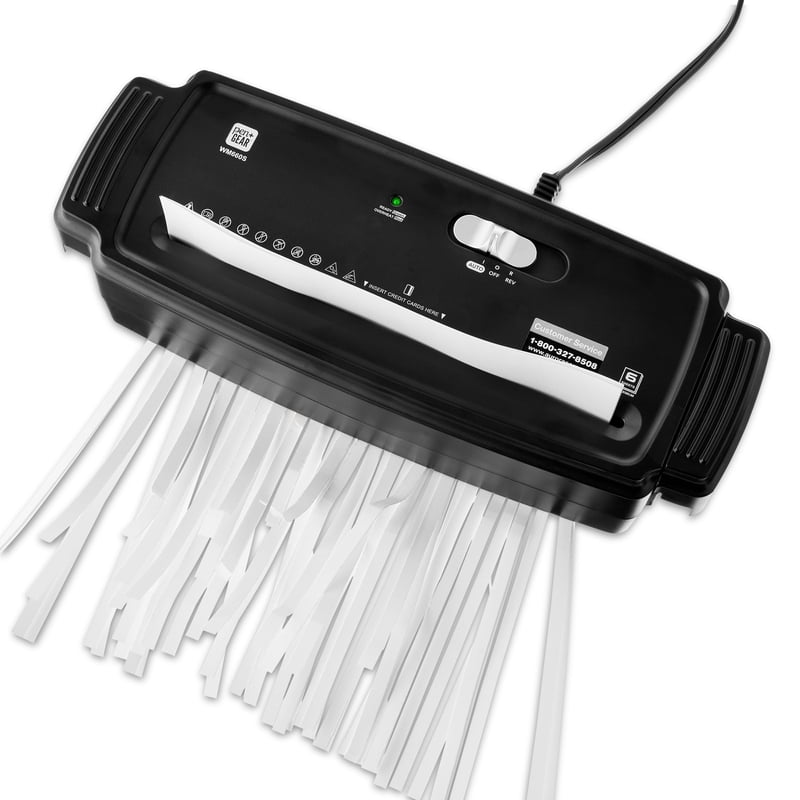 6-Sheet Credit Card & Paper Shredder - Compact Strip Cut Office & Home Use