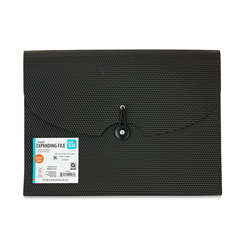 7-Pocket Poly Expanding File Organizer for Documents - Black