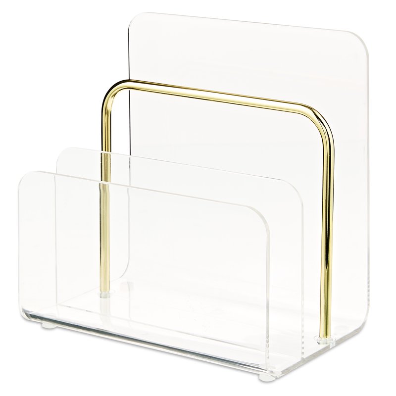 Acrylic Letter Sorter Desktop Organizer with 3 Slots - Clear Office Desk Storage