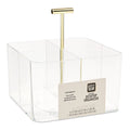 Acrylic Rotating Desk Organizer with 4 Compartments - Clear, 6.57x6.57x7.28 in