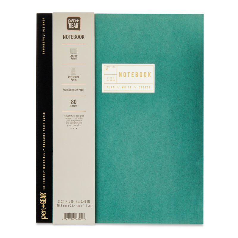 Green Kraft Paper College Ruled Notebook - 8x10 Inches, 160 Pages