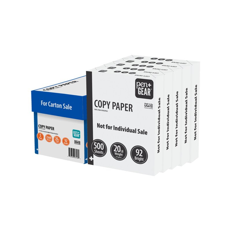 8.5 x 11 Copy Paper - 92 Bright, 20 lb, White, 5 Ream Case - Multipurpose Office & School Paper