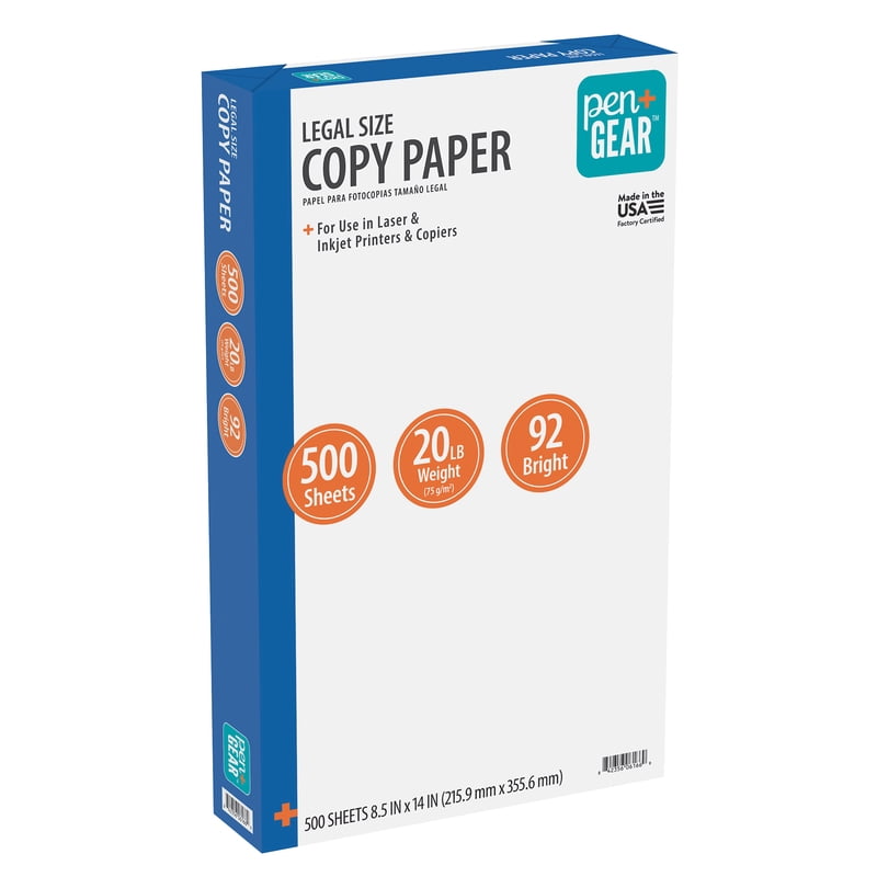 Legal Size Copy Paper 8.5x14 White 92 Bright 20 lb Ream 500 Sheets