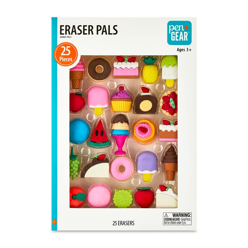 Treats Theme Novelty Eraser Pals Set – 25 Colorful Fun School Supplies