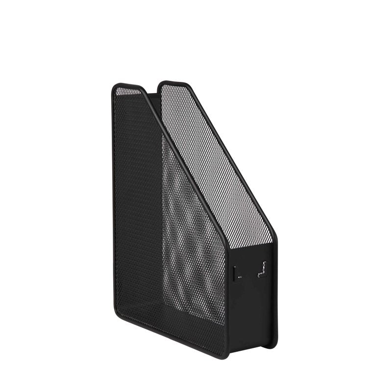 Mesh Magazine File Holder - Steel Organizer for Desk or Shelf, Black