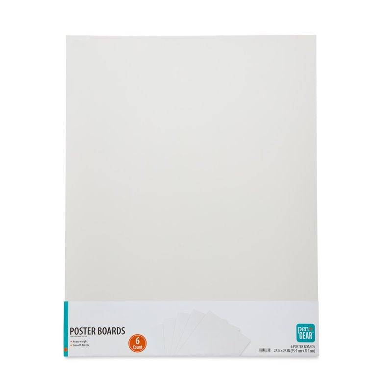 Heavyweight White Poster Board - 22 x 28 Inches, Pack of 6 for Signs & Crafts
