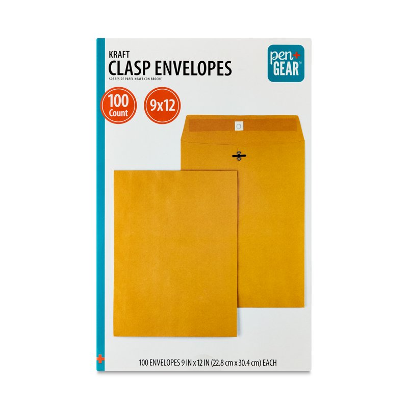 9x12 Inch Kraft Clasp Envelopes - Bulk Pack of 100 for Office & Home