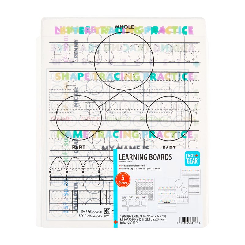 Educational Dry-Erase Learning Boards Set for Writing Math & Money Practice
