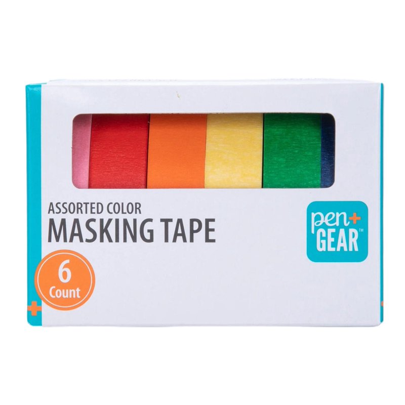 Multicolor Masking Tape Set - 6 Rolls, 0.59 in x 15 yds, Writable, Easy Tear