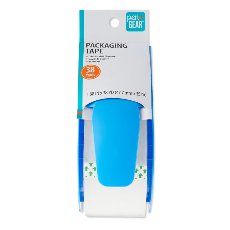 Packaging Tape with One-Handed Dispenser - Clear, 1.88 in x 38 Yards