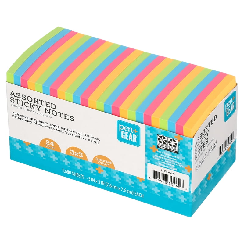 Neon Sticky Notes Set - 1680 Sheets, 3 x 3 Inches, Repositionable