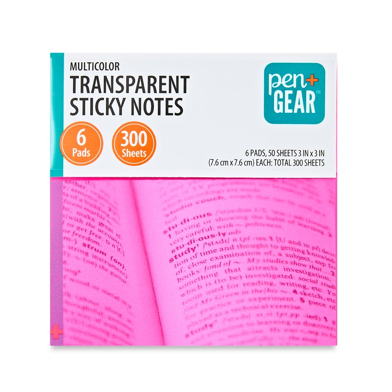 Semi-Transparent Sticky Notes 3x3 Inches Multicolor 6 Pads Office Supplies