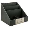 Desktop Organizer with 4 Compartments - Simulated Leather, Black