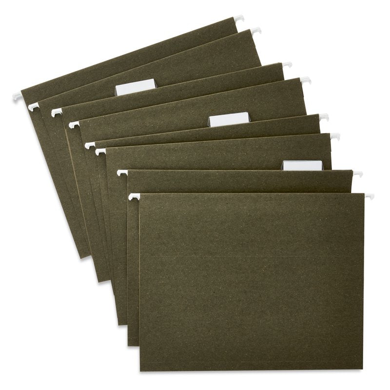 Letter Size Hanging File Folders with Tabs, Pack of 25, Green