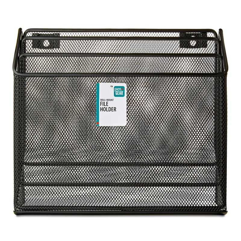 Desktop Organizer with 3 Compartments - Metal Mesh Desk Storage Black