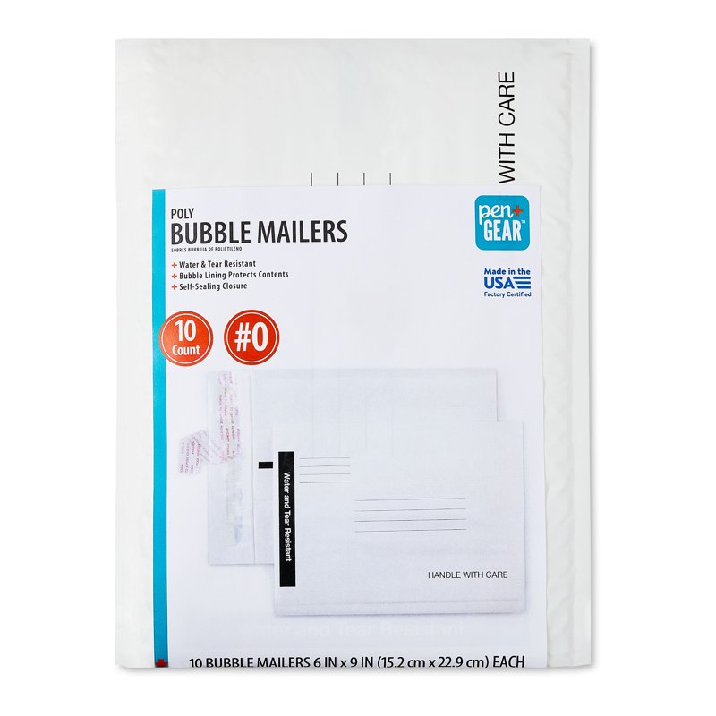 Self-Sealing Poly Bubble Mailers 6x9 Inches Pack of 10 - Padded Shipping Envelopes