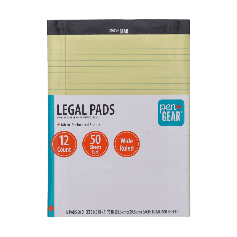 Legal Pads 8.5 x 11.75 Inches Canary Yellow Paper 50 Sheets Pack of 12