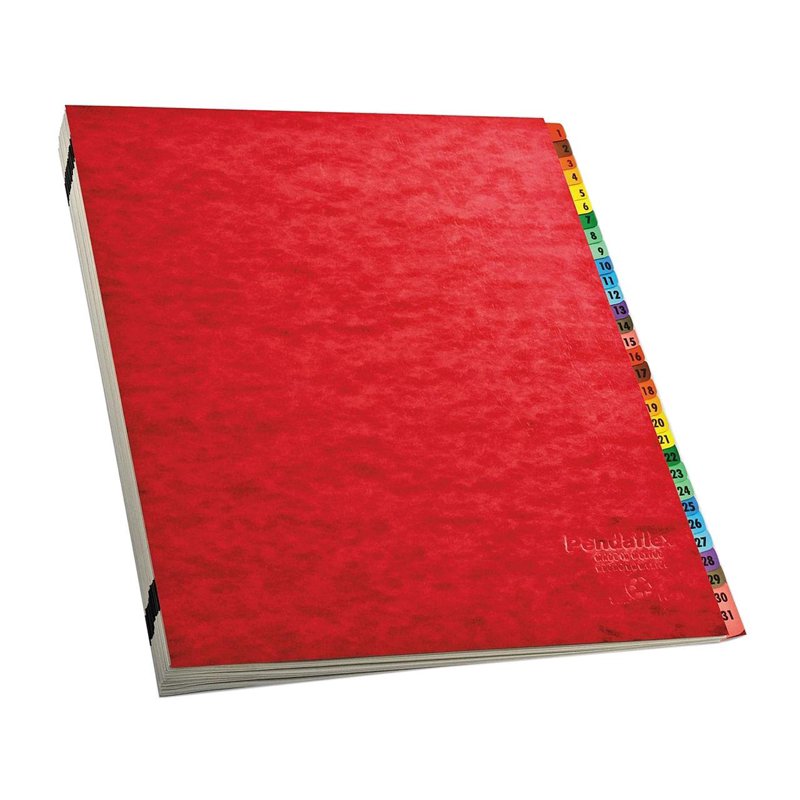 Expandable Letter Size Desk File Organizer with 1-31 Index - Red Acrylic-Coated PressGuard