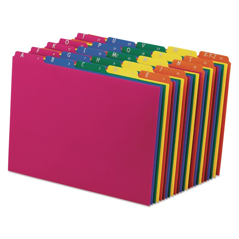 Assorted A-Z File Guides - Top Tab Dividers for Office Filing - 8.5x11 Inches