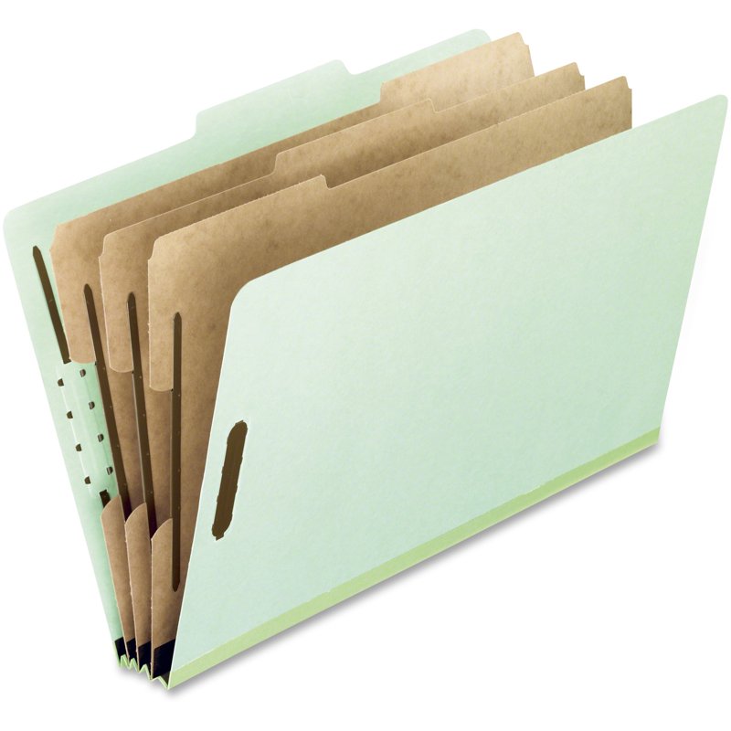 8-Part Pressboard Classification Folders with Built-In Dividers - Light Green, 10 Pack