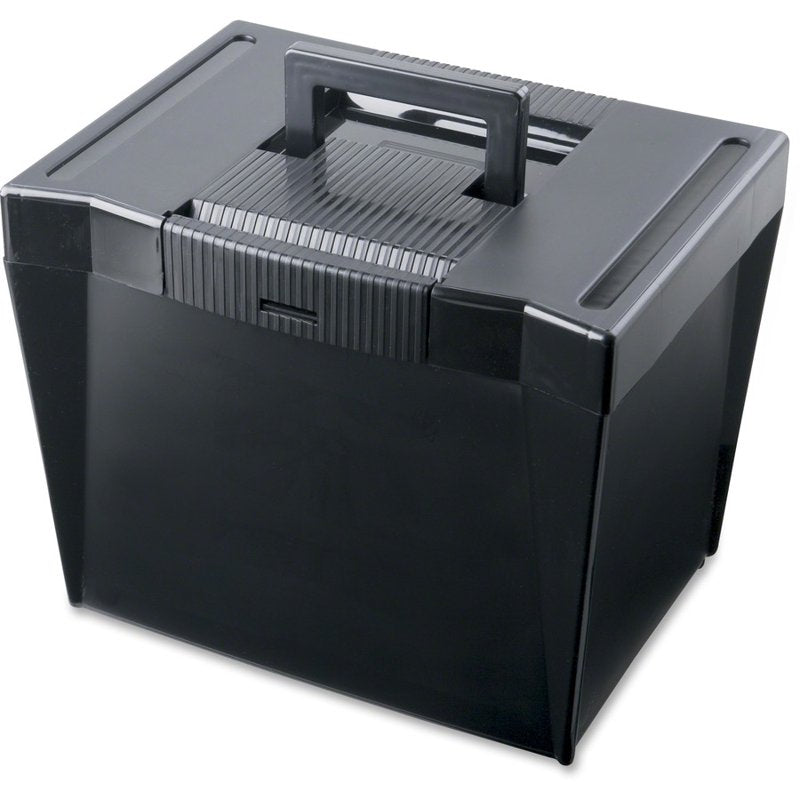 Letter Size File Storage Box with Handle and Locking Lid - Black
