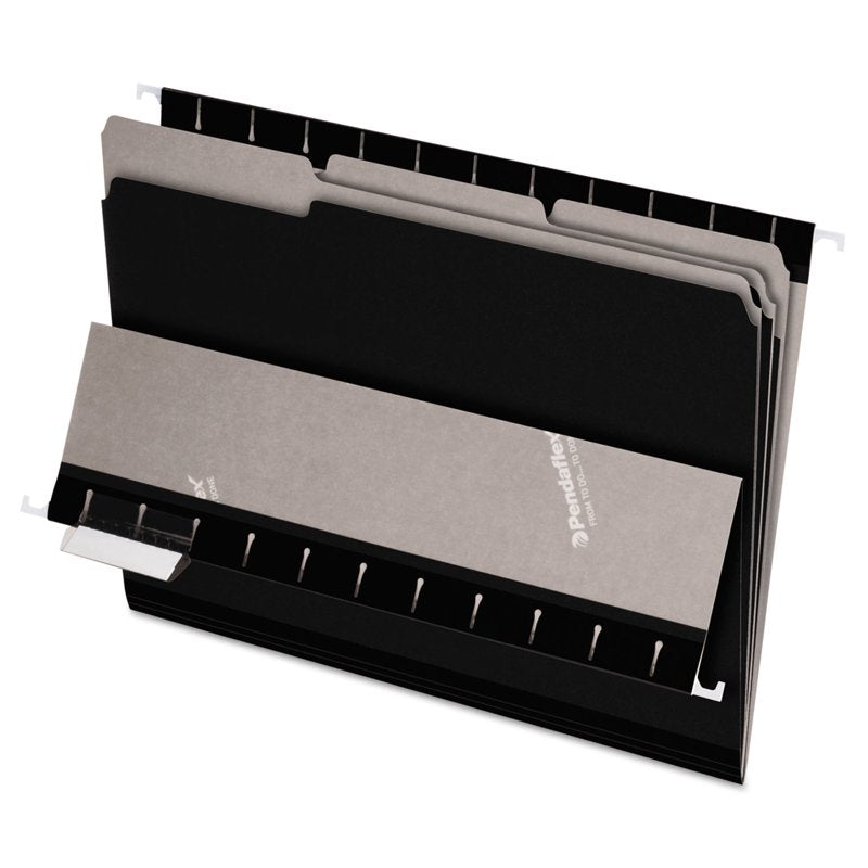 Interior File Folders 1/3 Cut Top Tab Letter Size Black 100 Pack