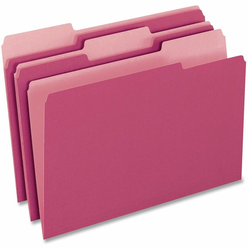 Pink Interior File Folders 1/3 Cut Top Tab Letter 100 Pack Office Organization