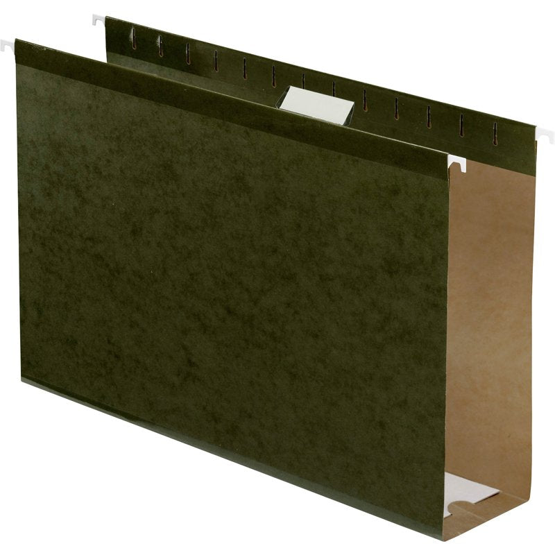 Legal Green Reinforced Hanging File Folders - Extra Capacity 3" Box of 25