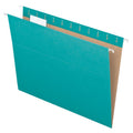 Recycled Letter Size Hanging Folders Aqua 25-Pack with Tabs & Labels