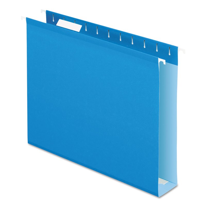 Reinforced 2-Inch Extra Capacity Hanging File Folders - Blue, 25 Pack