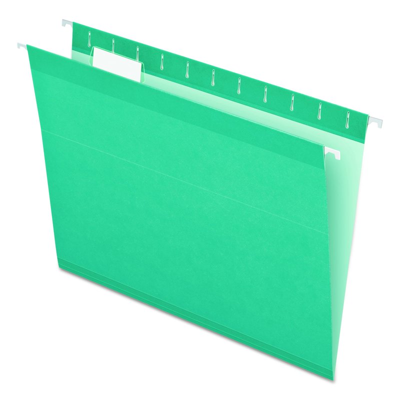 Reinforced Hanging File Folders - Letter Size, 5-Tab Positions, Aqua, 25 Pack