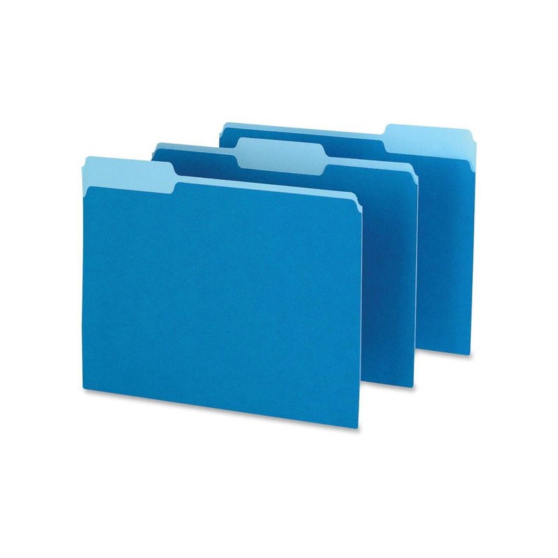 Two-Tone Letter Size File Folders with 1/3 Cut Tabs, Blue, Pack of 100
