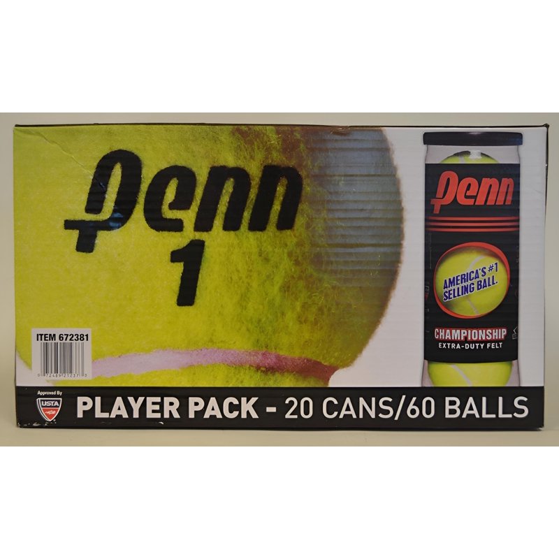 Penn Extra-Duty Tennis Balls - 20 Cans, 60 Balls for Match & Practice
