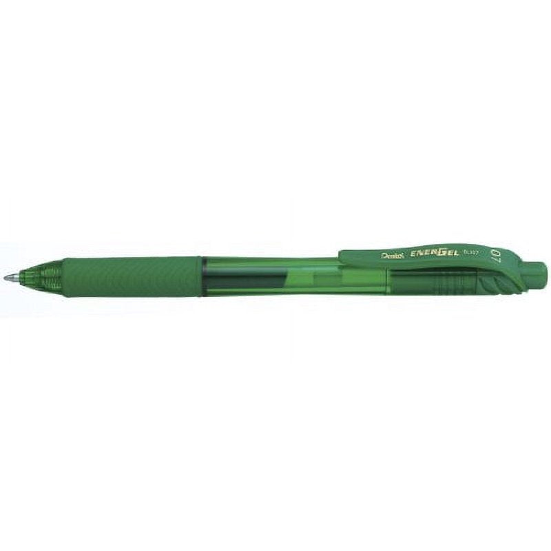 Retractable Gel Roller Pen 0.7mm with Green Ink, Metal Tip, Refillable