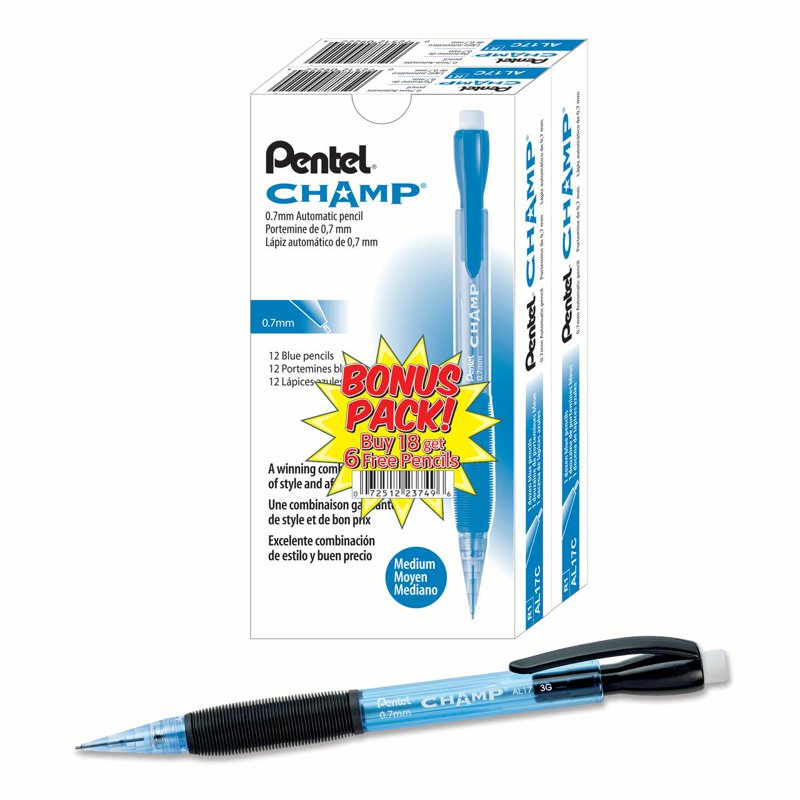Mechanical Pencil 0.7mm with Soft Latex-Free Grip Bonus Pack