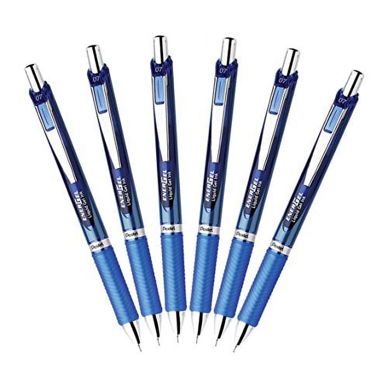 Pentel EnerGel Deluxe RTX Gel Pen Pack of 6 - Blue, 0.7mm Medium Line, Retractable Needle Tip
