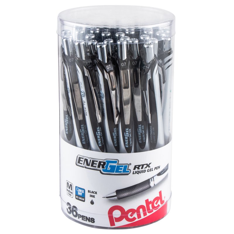 Gel Pen Set 36 Pack - Smooth Black Ink, 0.7mm Medium Line, Refillable