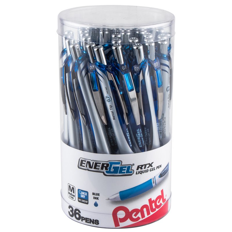 Gel Pen 36 Pack - Medium 0.7mm Blue Ink, Smooth Liquid Gel Writing