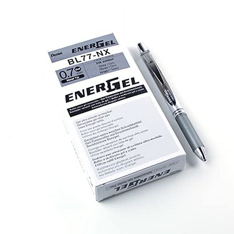 Gel Ink Pen 0.7mm Medium Line Gray Ink Retractable Pen Box of 12