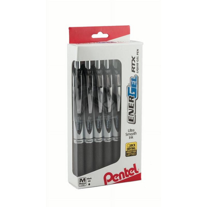 Gel Pen Set 12 Pack - Retractable Liquid Ink, 0.7mm Medium Line, Black