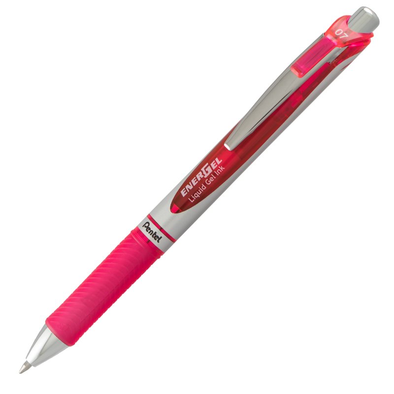 Gel Pen with 0.7mm Metal Tip - Pink Ink, Smooth Fast-Drying Liquid Gel