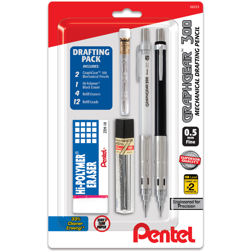 Mechanical Pencil Set 0.5mm HB Lead with Eraser & Refills - Durable, Professional-Grade Writing Tool