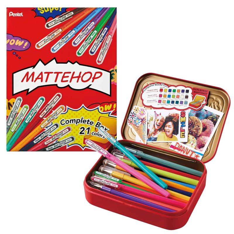 Gel Pen Set with Matte Finish, 21 Colors, 1.0mm - Premium Metal Box