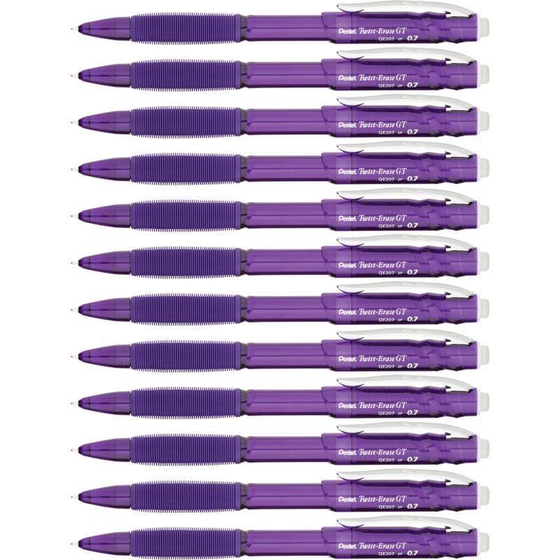 Pentel Twist-Erase 0.7mm Mechanical Pencil Set - 12 Pack, Violet