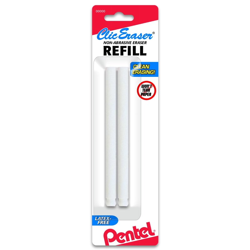 Pentel Refill Eraser Pack for Clic Erasers ZE21 & ZE22 - Latex-Free White