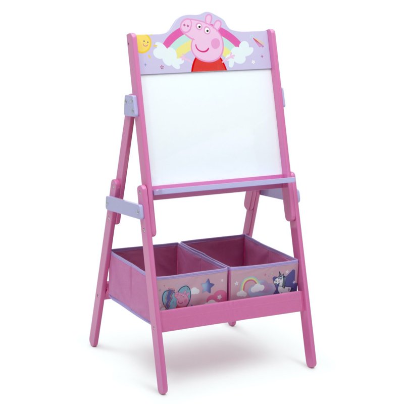 Peppa Pig Wooden Activity Easel with Storage by Delta Children - Magnetic Dry-Erase, Alphabet Magnets, Greenguard Gold