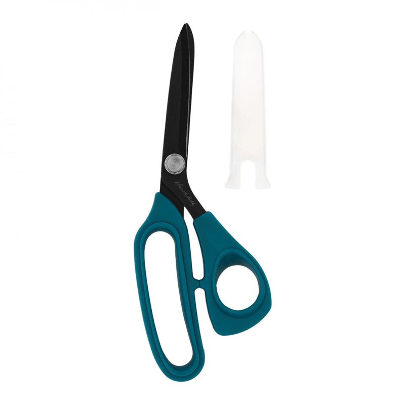 Fabric Cutting Scissors 8.5 Inch Micro-Serrated Blade Bent Handle Teal