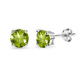Sterling Silver Peridot Stud Earrings 6mm Round-Cut Solitaire Women & Teen Gift
