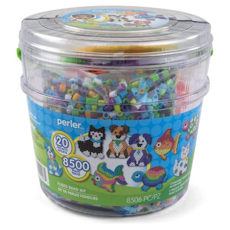 Large Pet Bead Bucket Set with 8500 Beads & Accessories for Kids