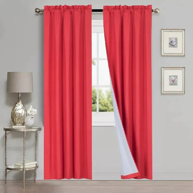 2-Piece Light Filtering Linen Curtains with White Foam Lining - 37x108 Inches